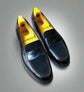 Black Italian Leather And Suede Leather Penny Loafers - Loafers Shoes - ITAXL02