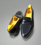 Black Italian Leather And Suede Leather Penny Loafers - Loafers Shoes - ITAXL02