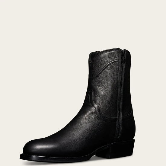 Black Italian Leather Bastrop Slip On Zipper Western Cowboy Boots - Cowboy Boots