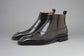 Black Italian Leather Toe Cap Side-Zip Ankle Boots - Chelsea Boots