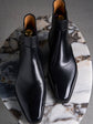 Black Italian Leather Slip On Champion Chelsea Boots - Chelsea Boots