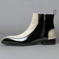 Black Leather And White Croc Draven Zipper Boots - Boots