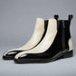 Black Leather And White Croc Draven Zipper Boots - Boots