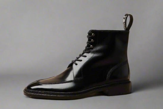 Black Leather Barletta Lace Up Derby Boots - Boots