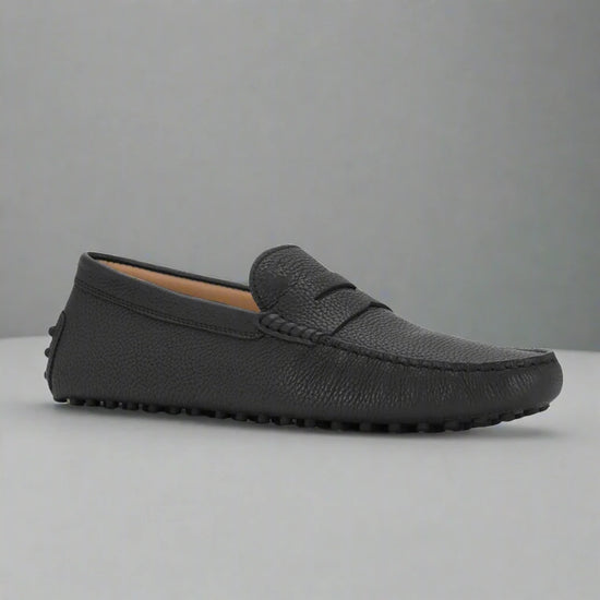 Black Leather Burgos Driving Loafers - Loafers Shoes