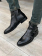 Black Leather Chelsea Zipper Boots - Zipper Boots
