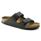 Black Leather Ease Comfort Slippers with Buckle - Slippers