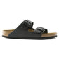 Black Leather Ease Comfort Slippers with Buckle - Slippers