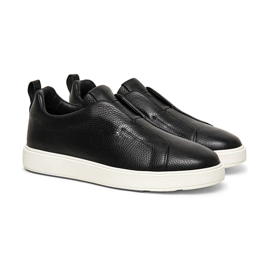 Black Leather Elowen Slip On Sneakers - Sneakers Shoes