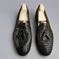 Black Leather Emeric Braided Slip On Round Toe Loafers Shoes - Loafers Shoes