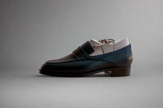 Black Leather Ibiza Slip On Crossed Component Loafers - Loafers