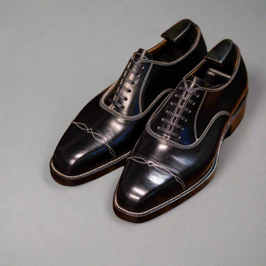 Black Leather Isolde Brogue Parisian Oxfords - Formal Shoes