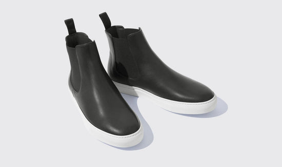 Black Leather Kevin High Top Chelsea Sneaker Boots - Sneakers Boots