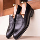 Black Leather Malaga Penny Loafers - Loafers Shoes