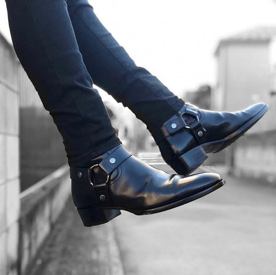 Black Leather Ravien Harness Chelsea Boots Chelsea Boots