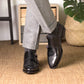 Black Leather Soren Double Monk Strap Toe Cap Shoes - Monk Shoes