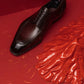Black Leather With Burgundies Tone Derby Shoes - Formal Shoes
