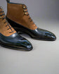 Black Leather  and Suede Orvieto Lace Up Toe Cap Brogue Oxford Boots - Boots