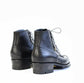Black Rugged Wingtip Old School Leather Combat Boot  - Boots