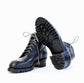 Black Rugged Wingtip Old School Leather Combat Boot  - Boots