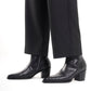 Black Snake Leather Slip On Chelsea With Zipper Pointed Boots - Boots