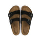 Black Suede Leather Ease Comfort Slippers with Buckle - Slippers