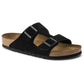 Black Suede Leather Ease Comfort Slippers with Buckle - Slippers