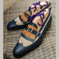 Blue Italian Leather And Beige Libraria Tassel Loafers With Monk Strap - Loafers Shoes