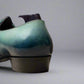 Blue Italian Leather Patina Finish Monkstrap Shoes - Formal shoes - Monk Shoes