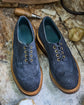 Blue Italian Suede Leather Brogue Wingtip Goodyear Welted Oxfords - Formal Shoes