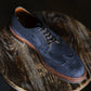 Blue Italian Suede Leather Brogue Wingtip Goodyear Welted Oxfords - Formal Shoes
