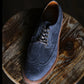 Blue Italian Suede Leather Brogue Wingtip Goodyear Welted Oxfords - Formal Shoes