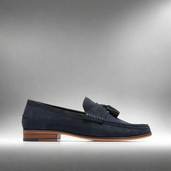 Blue Italian Suede Lysandra Tassel Loafers - Loafers Shoes