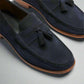 Blue Italian Suede Lysandra Tassel Loafers - Loafers Shoes
