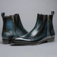 Blue Leather And Blue Croc Draven Zipper Boots - Boots