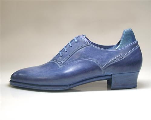 Blue Leather Modena Oxford Lace Up Formal Shoes - Formal Shoes
