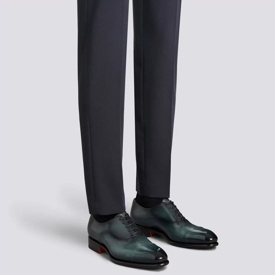 Blue Leather Woodford Balmoral Toe Cap Oxfords - Formal Shoes