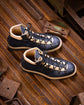 Blue Leather and White Leather High Top Lace Up Boots With White Sole - Combat Boots - Boots