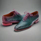 Green Patina Braided Leather Brogue Oxfords - Formal Shoes