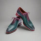 Green Patina Braided Leather Brogue Oxfords - Formal Shoes