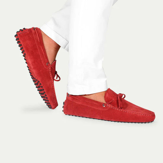 Bright Red Suede Ophelia Driving Loafers - Loafers