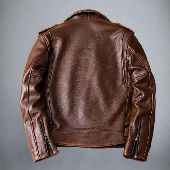 Brown Armand Leather Biker Jacket - Leather Jackets