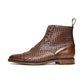 Brown Braided Leather Efford Lace Up Boots - Boots