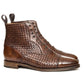 Brown Braided Leather Efford Lace Up Boots - Boots