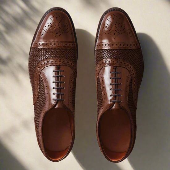 Brown Braided Leather Morice Brogue Oxfords - Formals Shoes