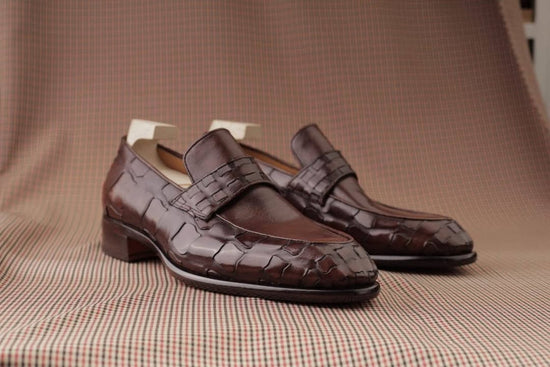 Brown Braided Leather Special Edition Midara Loafers - Loafers Shoes