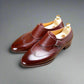 Brown Burgundy Leather Single Monk Straps Wingtip Shoes - Monk Shoes