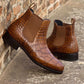 Brown Croc Print Leather Tarragona Slip On Chelsea Boots - Chelsea Boots