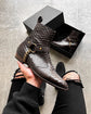 Brown Crocodile/Python Print Italian Leather Wanton Slip On Harness Chelsea Boots - Chelsea Boots
