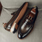 Brown Hand Painted Leather Jaen Penny Loafers - Loafers Shoes